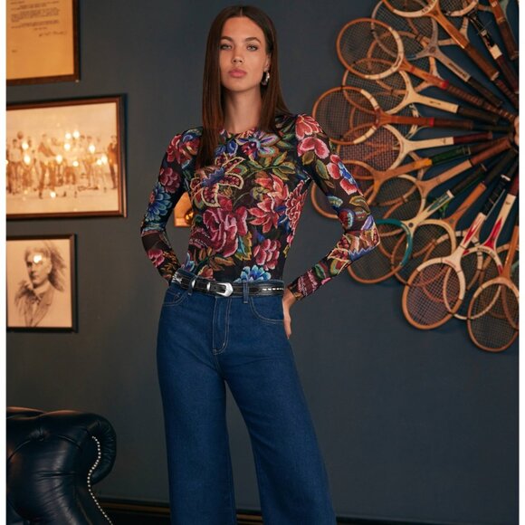 Johnny Was NATALIE LONG SLEEVE MESH TEE - Picture 3 of 3